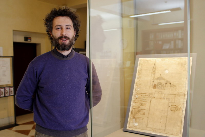 Nella teca della biblioteca, la chiesa di San Liberale