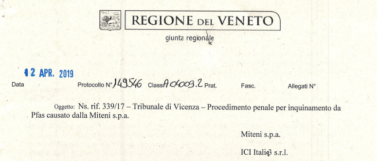 Pfas la Regione Veneto scrive alla società che acquisirà gli stabilimenti Miteni