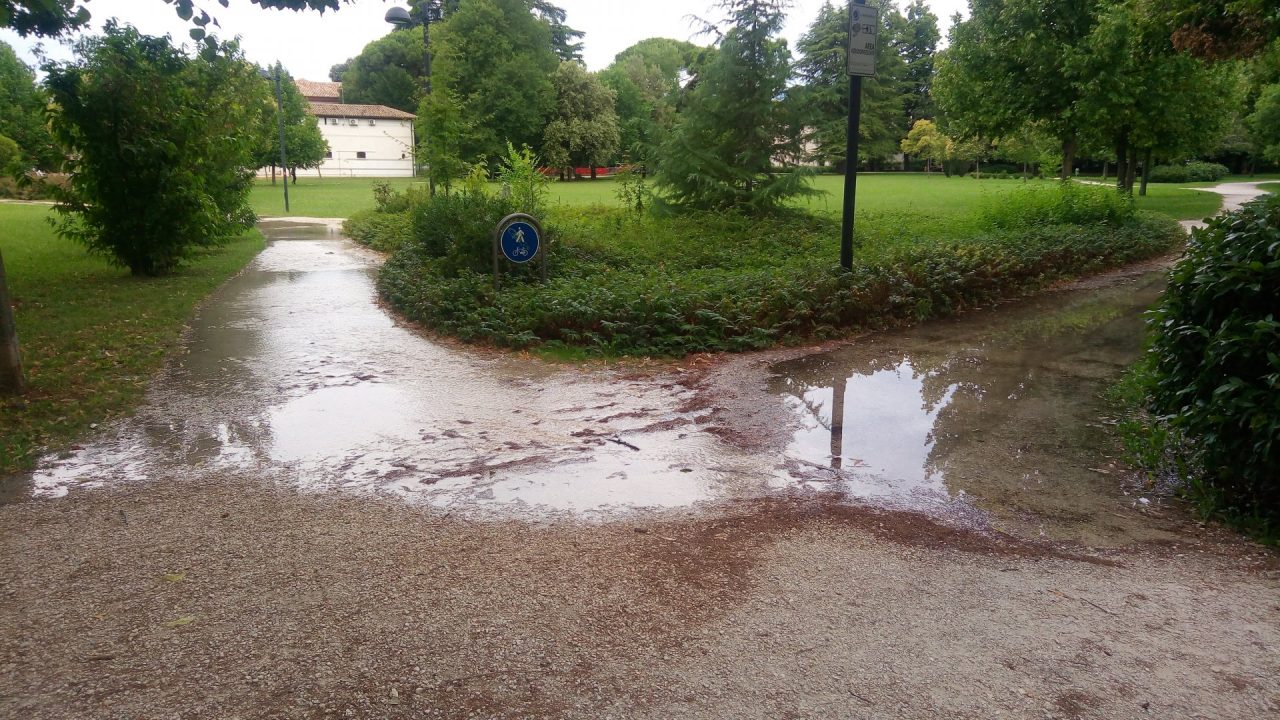 Allagamento nel Parco Manin di Montebelluna
