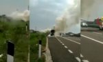 Tir in fiamme sull'autostrada