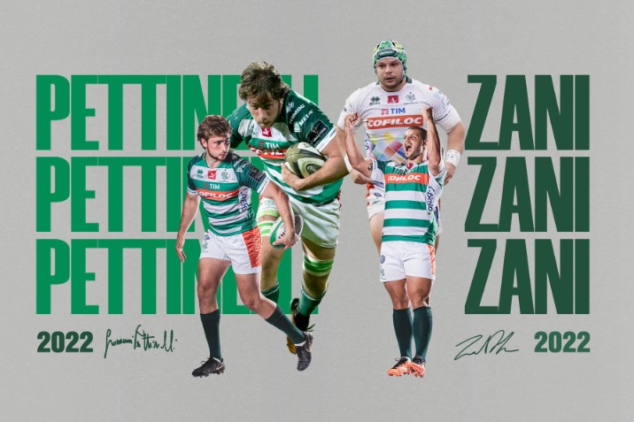 Benetton Rugby Treviso, Pettinelli e Zani rinnovano sino al 2022
