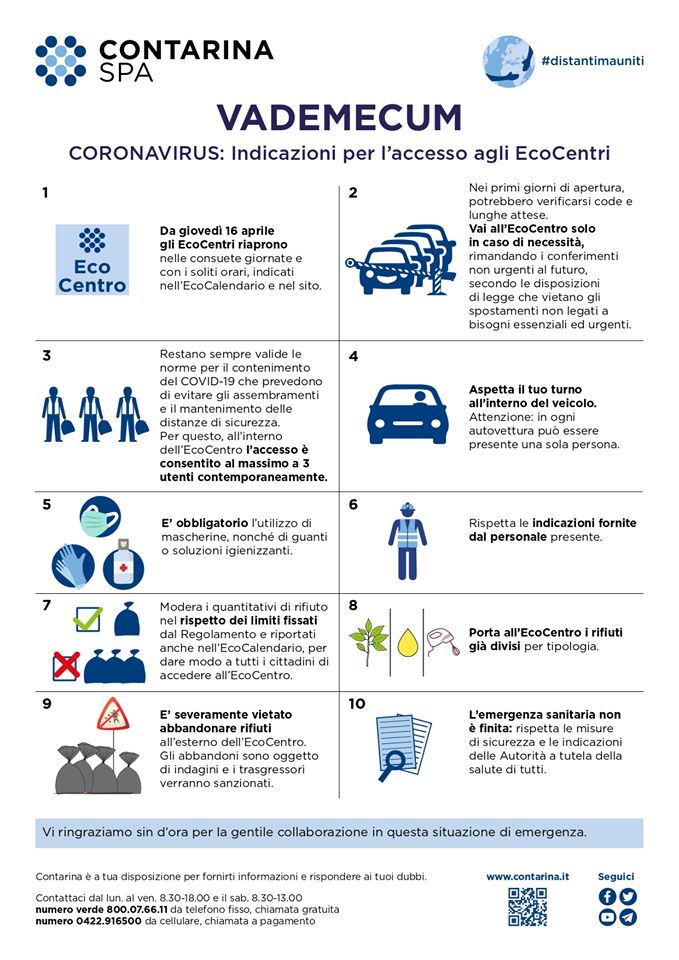 Ecocentri Contarina: da oggi tornano operativi