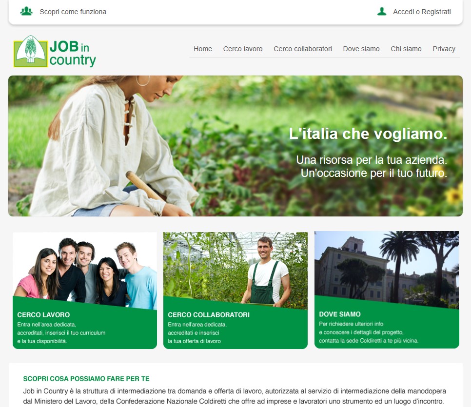 Job in Country Coldiretti in campo anche nella Marca: apre sportello online