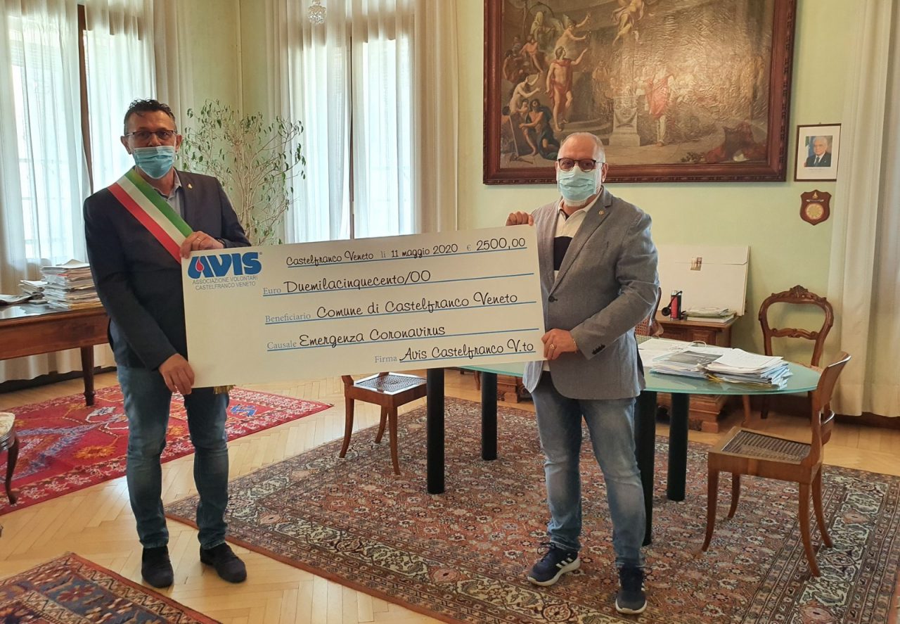 Avis Castelfranco, donati 2.500 euro alla raccolta fondi del Comune