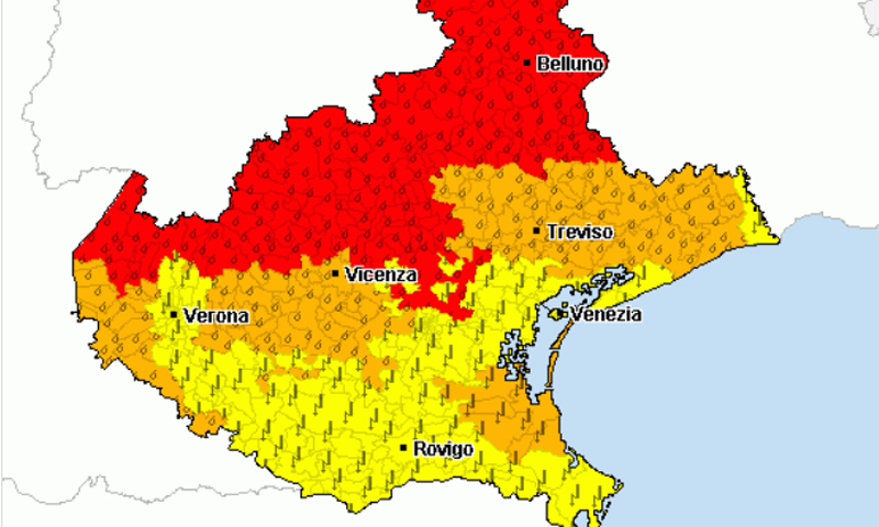 Torna il maltempo: avviso di criticità da oggi e fino a domenica sul Veneto