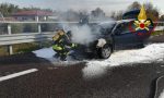 Paura in A27, auto in fiamme: intervengono i Vigili del fuoco