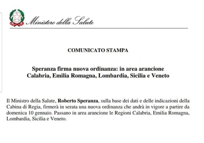 Veneto zona arancione da domenica: firmata l'ordinanza!