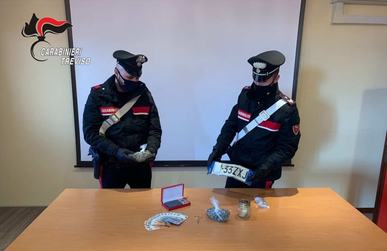 Spacciatore 28enne in manette: a casa gli trovano anche la targa di un’auto rubata a Conegliano