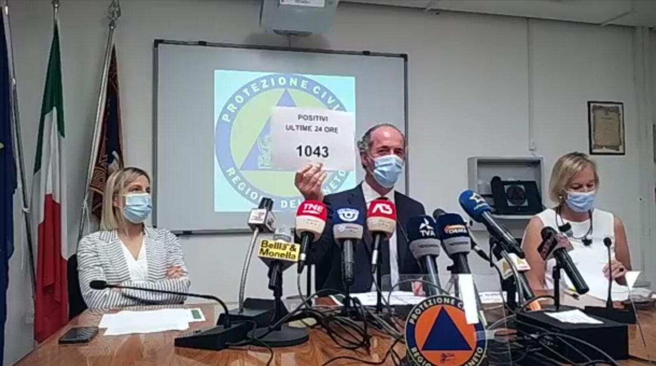 Covid, Zaia: “Aumentano i contagi ma la correlazione contagiato ricoverato è bassissima” |+ 1043 positivi| Dati 30 luglio 2021