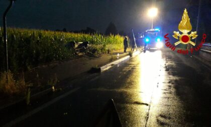 L'auto rompe il palo della luce e vola nel campo di frumento: un ferito