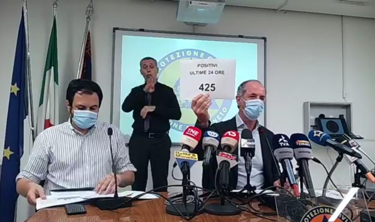 Covid, Zaia: “Dalla mezzanotte stop ai tamponi gratis, disponibili un milione di vaccini” |+425 positivi| Dati 9 agosto 2021