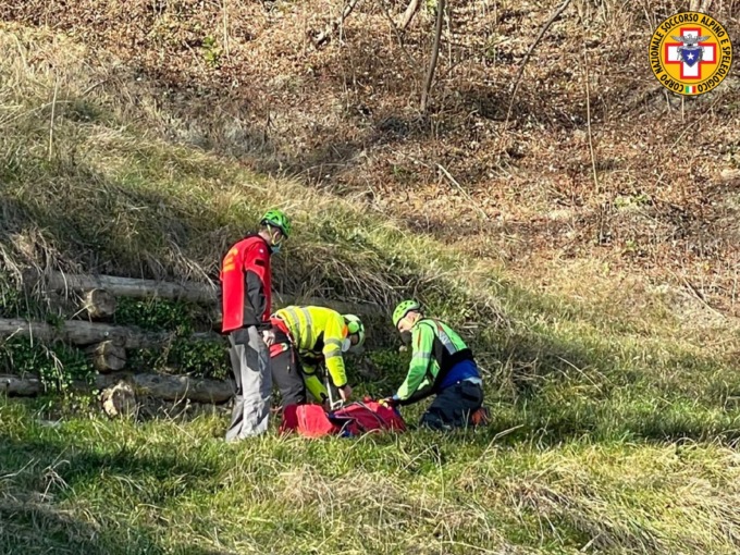 Taglia una pianta ma ha un incidente e vola per cinque metri in una scarpata