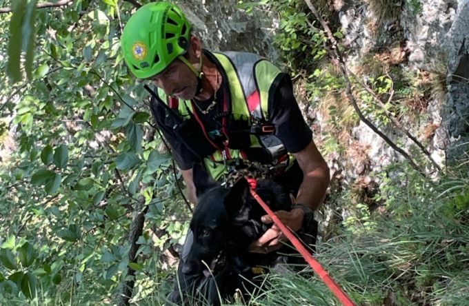 Cane finisce in un canale del Pizzoc: Ambra recuperata dal soccorso Alpino