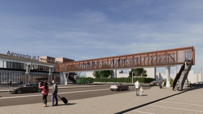 Aeroporto di Treviso, iniziati i lavori del sovrappasso pedonale sulla Noalese