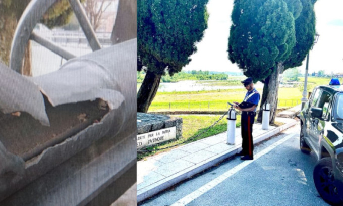 Con un maxi petardo distruggono il cannone del Monumento agli Artiglieri: identificati tra giovani incensurati