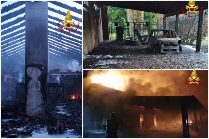 Maxi incendio distrugge un deposito nella notte a Preganziol, bruciata anche un’auto