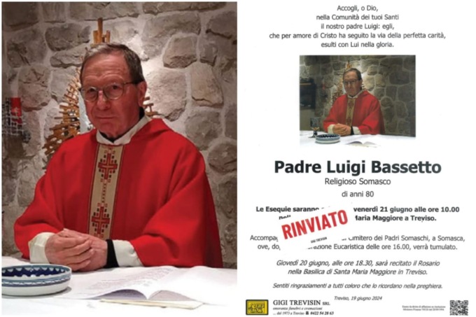 Morte Padre Luigi Bassetto, il sospetto di una dose di morfina dieci volte più alta: oggi l’autopsia