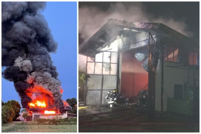 Incendio in un capannone a Gaiarine, distrutti trattori e altri macchinari agricoli