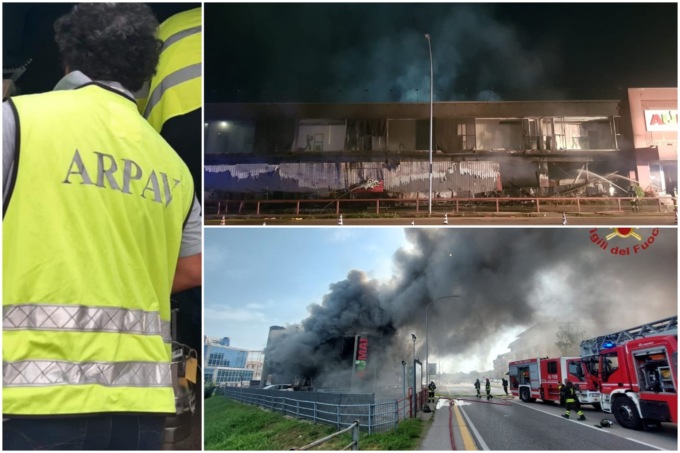 Vasto incendio all’Aumai Market di Conegliano, tre persone intossicate. Il sindaco: “Tenete chiuse le finestre”