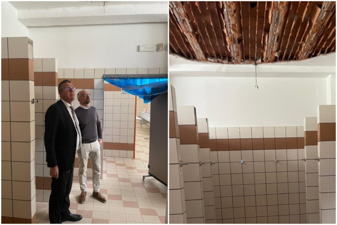 Crolla il soffitto negli spogliatoi della piscina comunale, impianto chiuso a Castelfranco Veneto