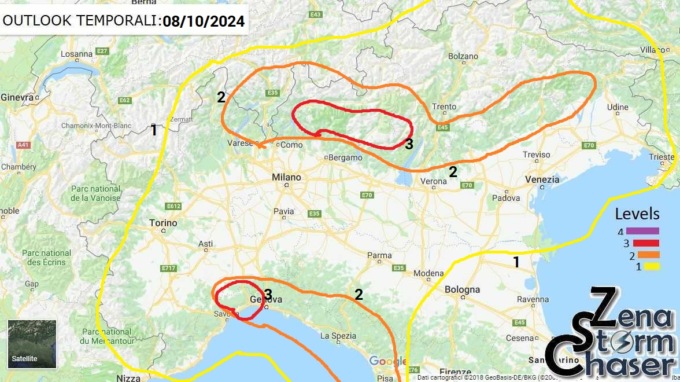 Martedì 8 ottobre 2024 di pioggia sul Veneto, scatta l’allerta arancione in provincia di Treviso