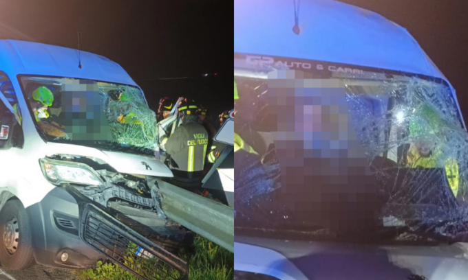 Furgone si infilza nel guardrail a Cessalto, ferito l’autista