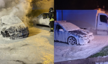 Fiamme nella notte distruggono tre auto e un furgone nel Montello