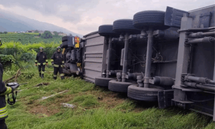 Camion perde il controllo e si ribalta in un vigneto: conducente illeso
