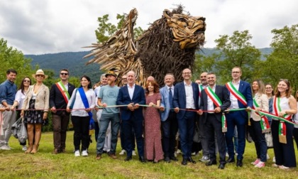 Collocato a Tarzo il leone alato in legno più grande del mondo: opera dell'artista Marco Martalar