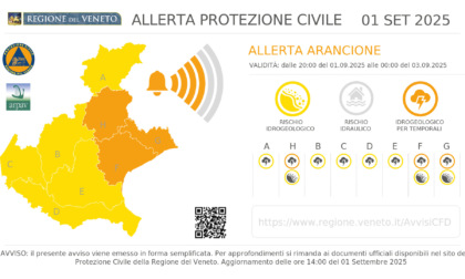 Forti temporali in arrivo sul Veneto, allerta arancione anche a Treviso