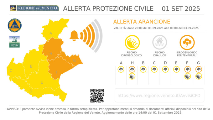 Forti temporali in arrivo sul Veneto, allerta arancione anche a Treviso