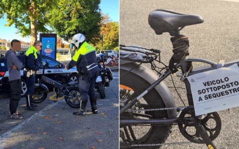 Bici elettrica truccata a 40 km/h a Treviso: primo sequestro e 500 euro di multa
