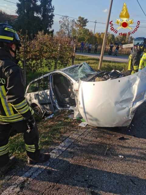 L'auto coinvolta nell'incidente di Gorgo al Monticano