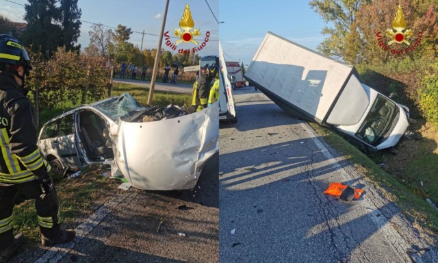 Scontro tra camion e auto a Gorgo al Monticano: una signora ferita grave