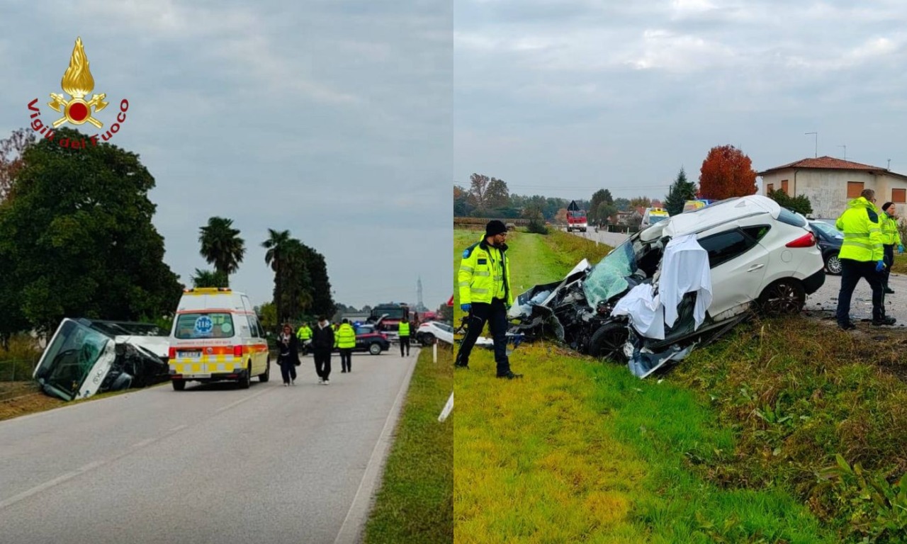 Suv Hyundai e autobus ATVO con 50 studenti si scontrano a Oderzo, un morto e 15 ragazzi feriti
