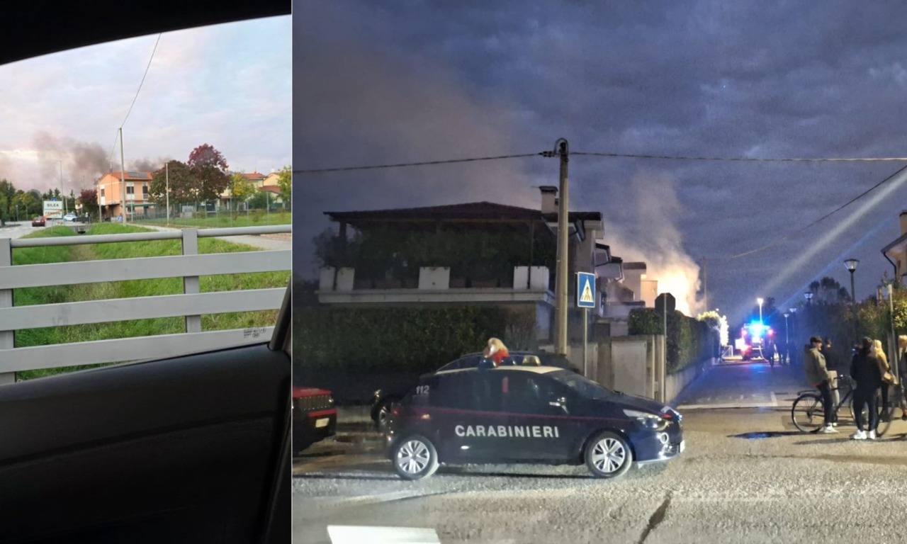 Incendio in un garage a Silea: in cielo alta colonna di fumo, visibile anche da lontano