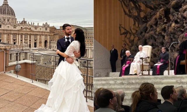 Sposi viticoltori incontrano il Papa e gli donano una magnum di Prosecco Docg prodotta da loro